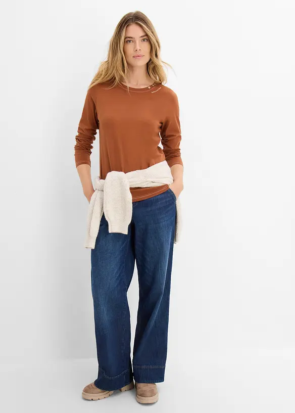 Maglia a maniche lunghe con bottoni decorativi, bonprix