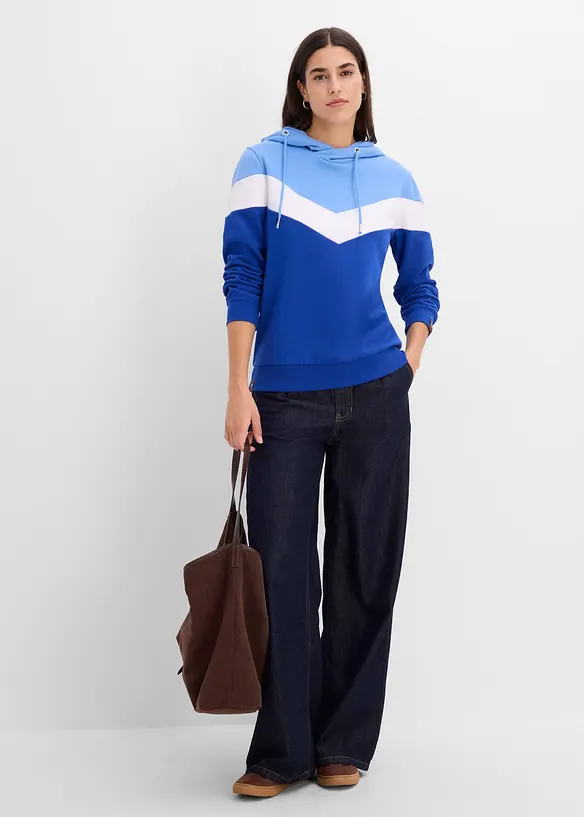 Felpa in misto cotone con cappuccio, bonprix