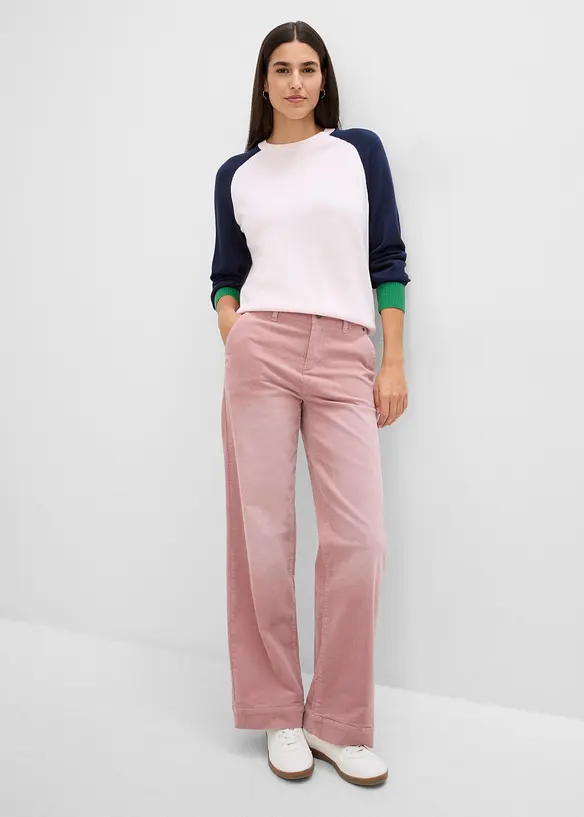 Maglione raglan in filato fine di misto cotone, bonprix