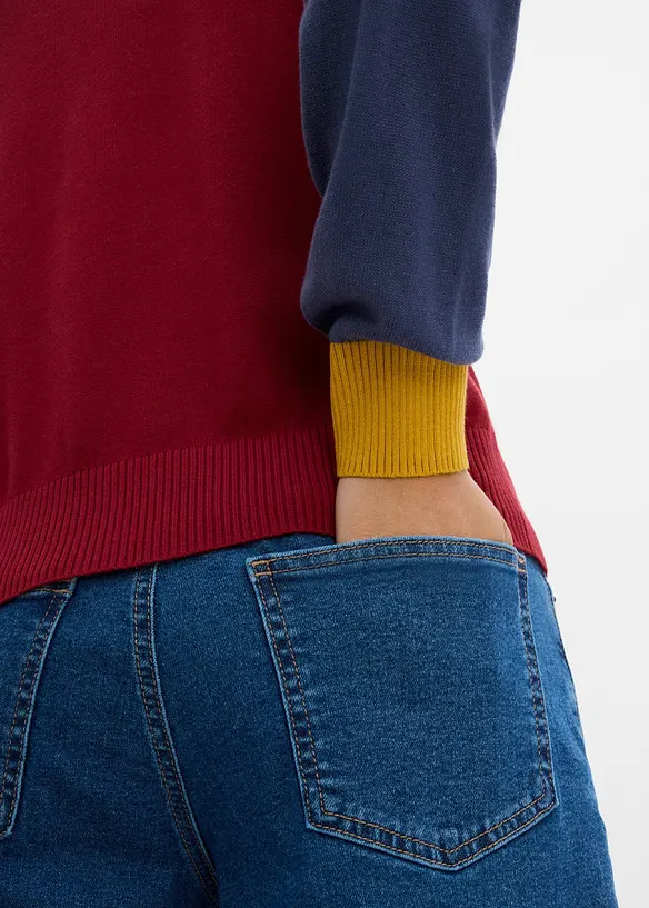 Maglione raglan in filato fine di misto cotone, bonprix