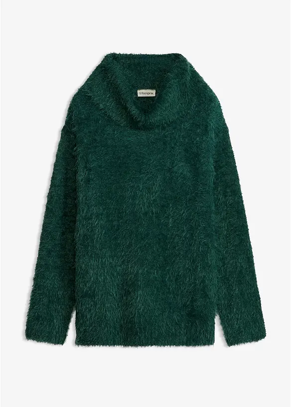 Maglione a collo alto in morbido filato effetto piume, bonprix