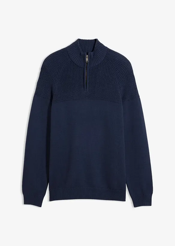 Maglione con collo alto e zip, regular fit, bonprix