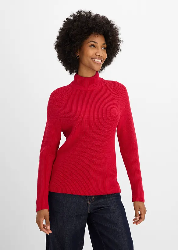 Maglione in maglia a coste di puro cotone biologico, bonprix