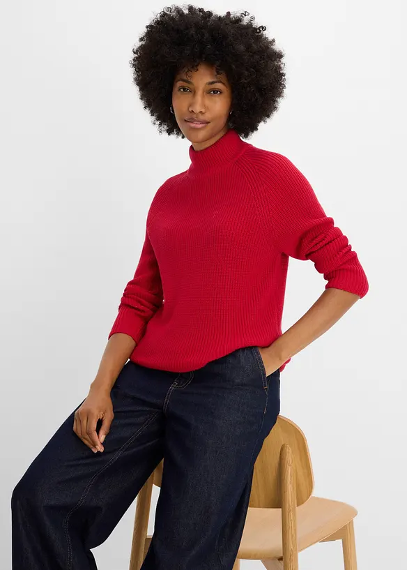 Maglione in maglia a coste di puro cotone biologico, bonprix