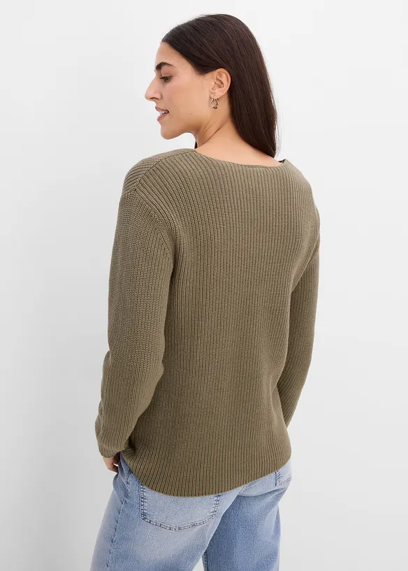Maglione a coste in puro cotone biologico, bonprix