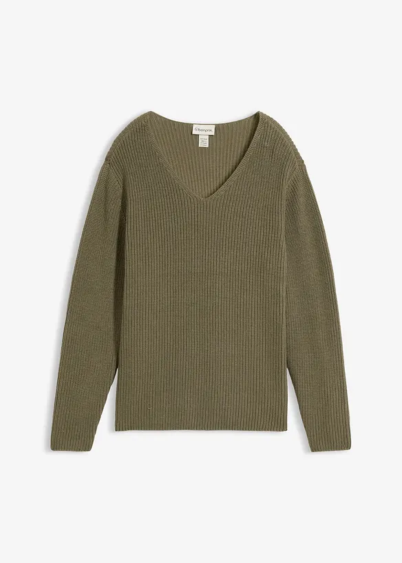 Maglione a coste in puro cotone biologico, bonprix