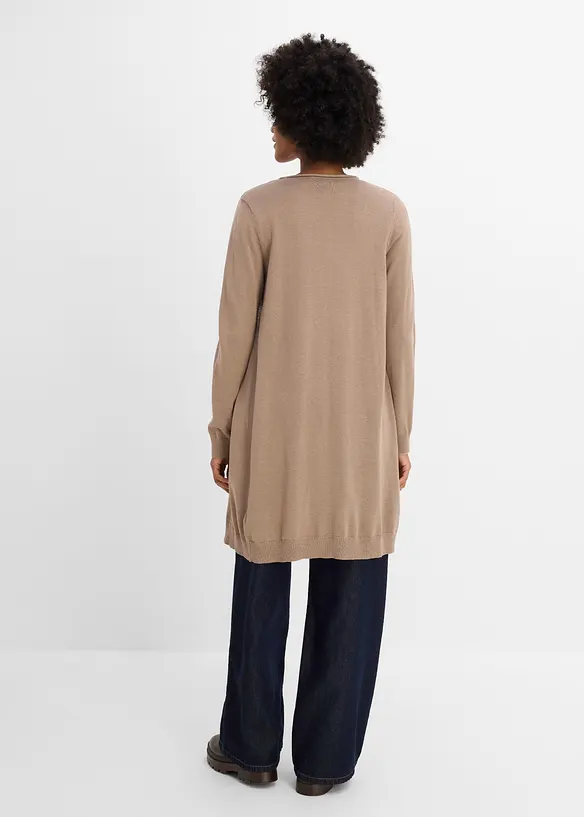 Cardigan lungo con bordi arrotolati, bonprix