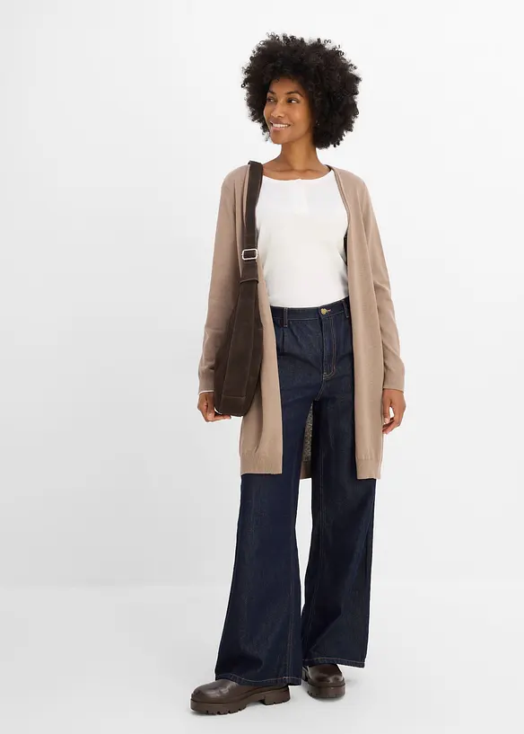 Cardigan lungo con bordi arrotolati, bonprix