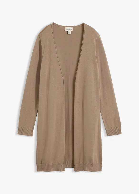 Cardigan lungo con bordi arrotolati, bonprix