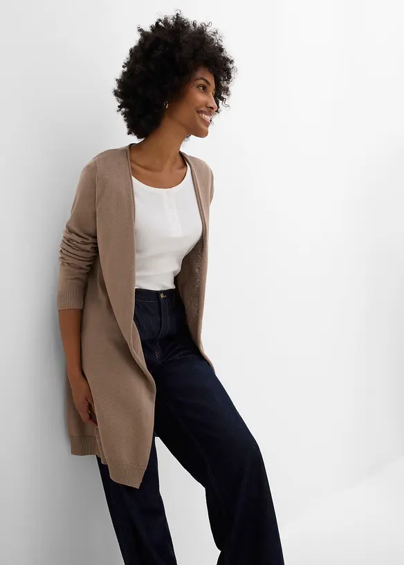 Cardigan lungo con bordi arrotolati, bonprix