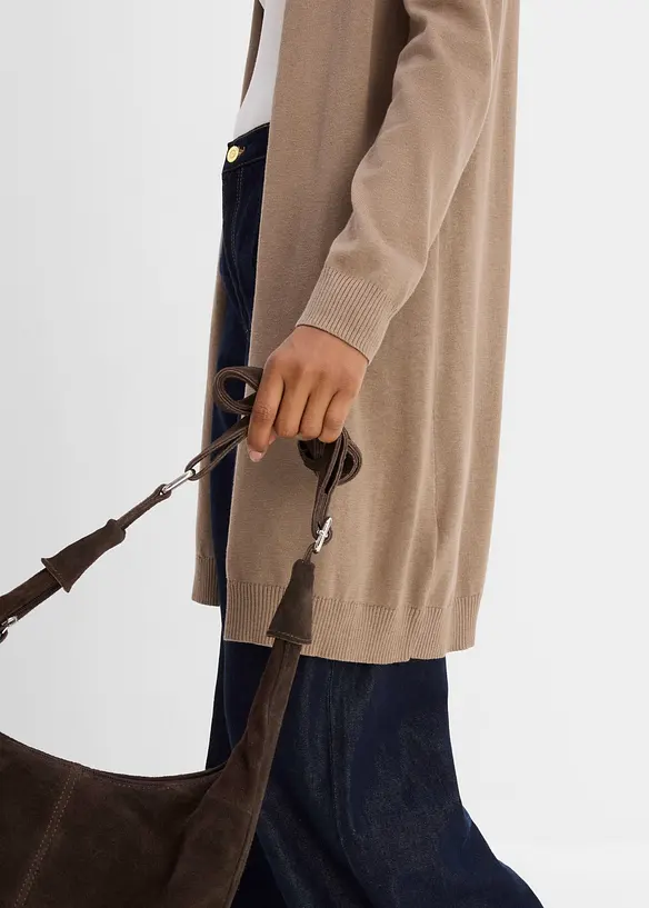 Cardigan lungo con bordi arrotolati, bonprix