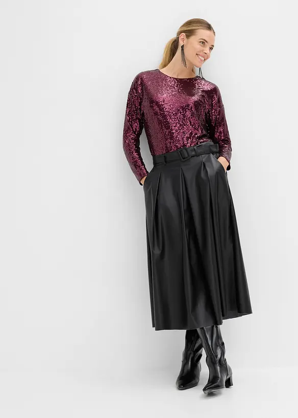Maglia a maniche lunghe con paillettes, bonprix