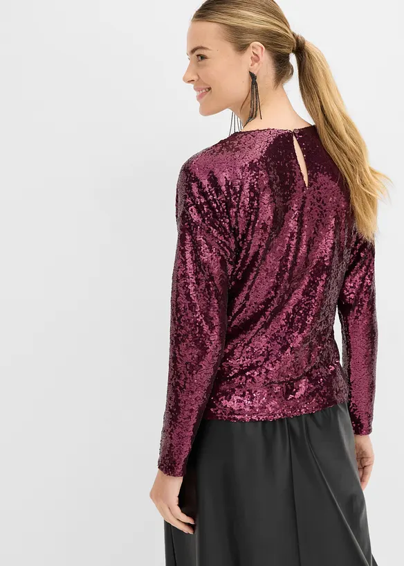 Maglia a maniche lunghe con paillettes, bonprix