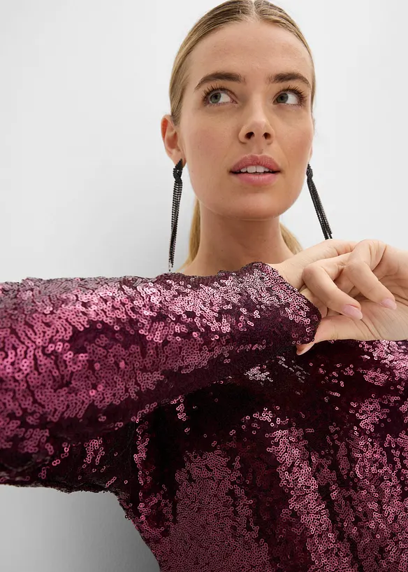 Maglia a maniche lunghe con paillettes, bonprix