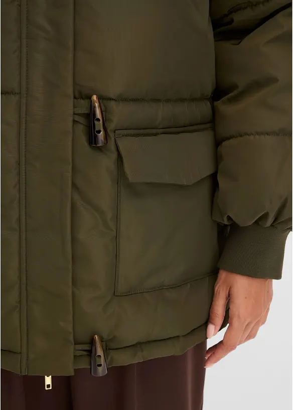 Giacca imbottita con collo in pelliccia sintetica staccabile, bonprix