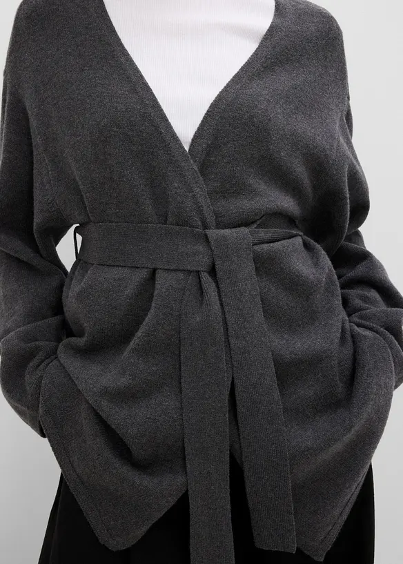 Cardigan con cintura da annodare, bonprix