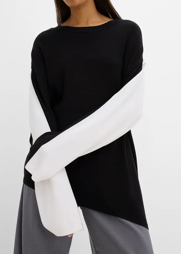 Maglione asimmetrico in morbido misto viscosa, bonprix