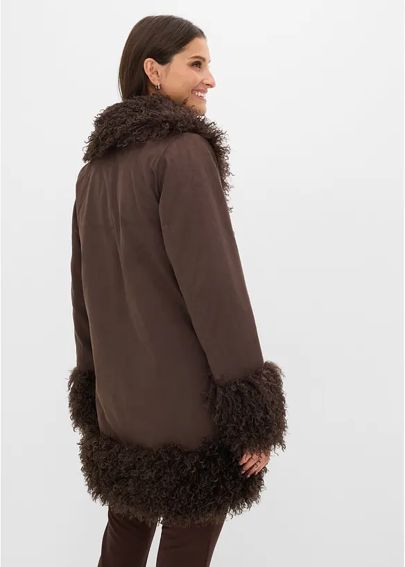 Giaccone in similpelle con pelliccia sintetica, bonprix