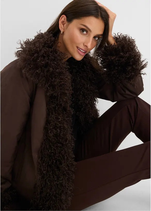 Giaccone in similpelle con pelliccia sintetica, bonprix