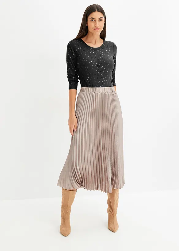 Maglia a maniche lunghe in mesh glitterato, bonprix