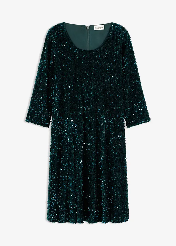 Abito svasato con paillettes, bonprix