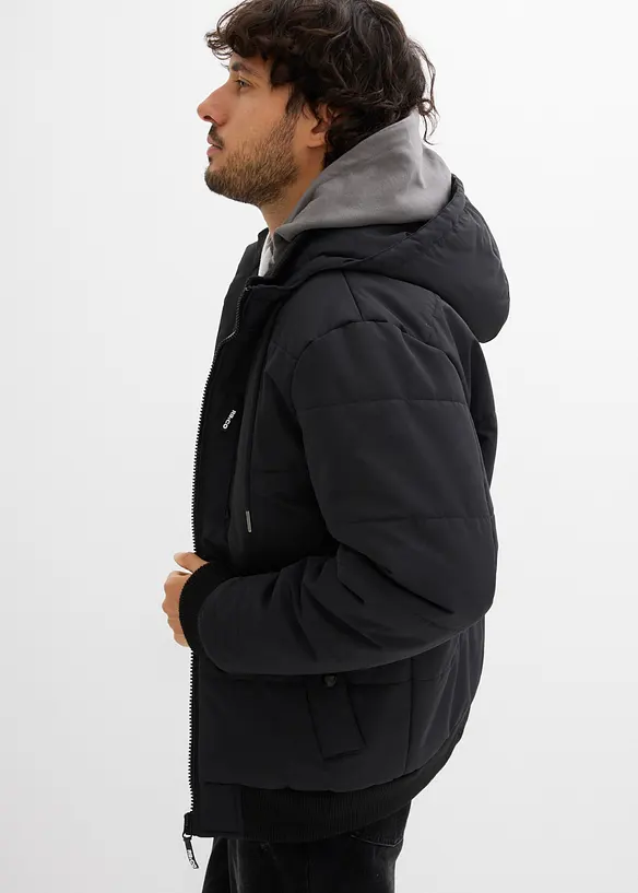 Giacca trapuntata invernale stile bomber con cappuccio, bonprix