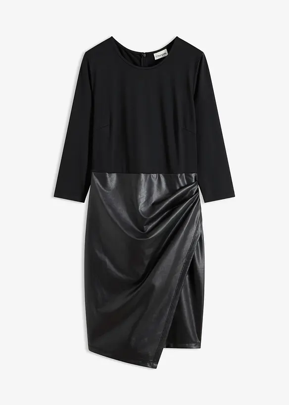 Abito in similpelle con corpino in jersey, bonprix