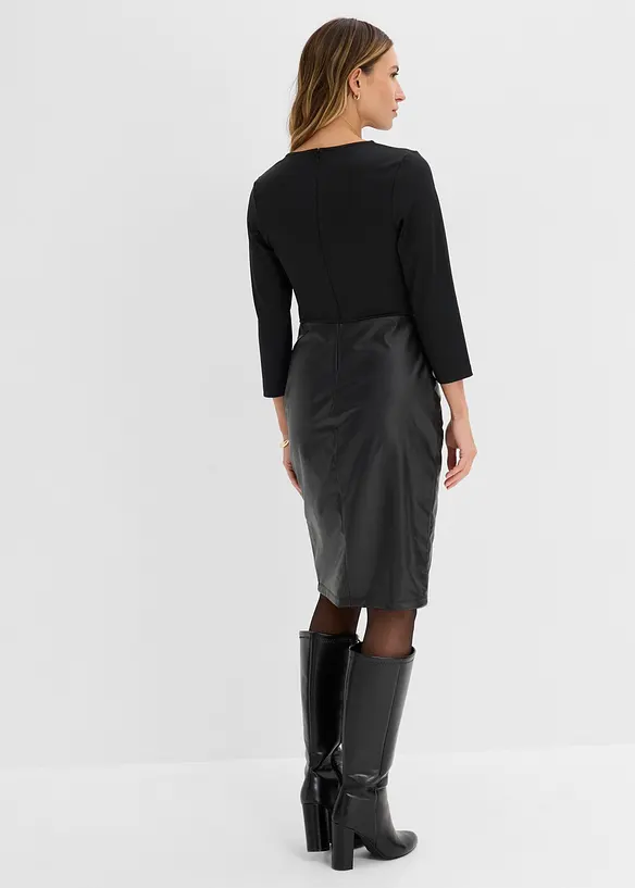 Abito in similpelle con corpino in jersey, bonprix