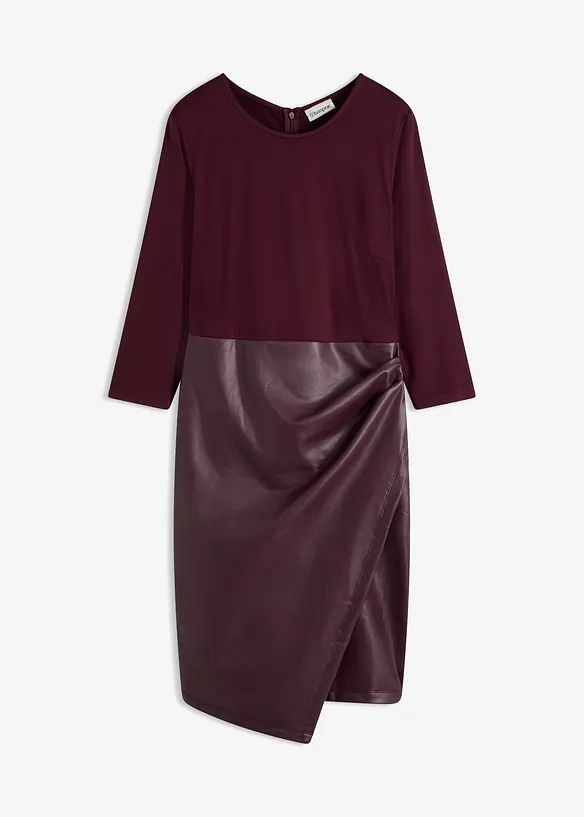Abito in similpelle con corpino in jersey, bonprix