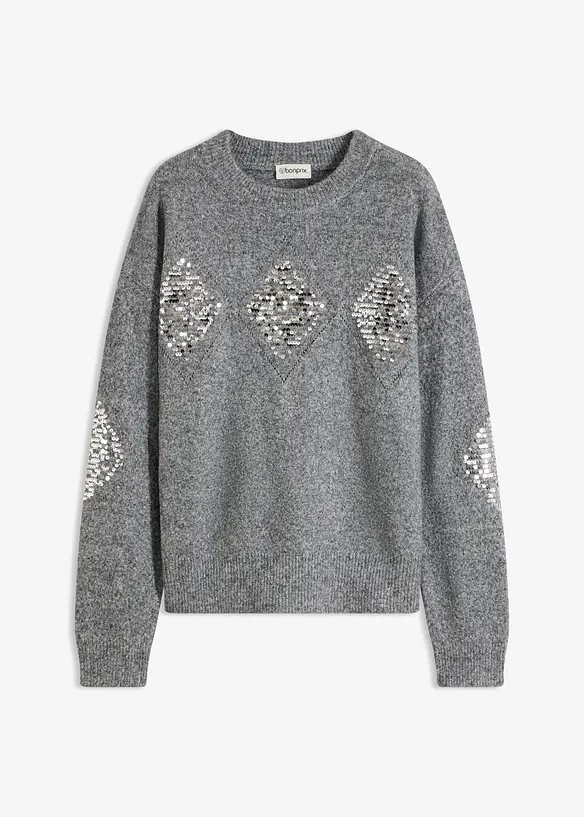 Maglione con applicazione di paillettes, bonprix