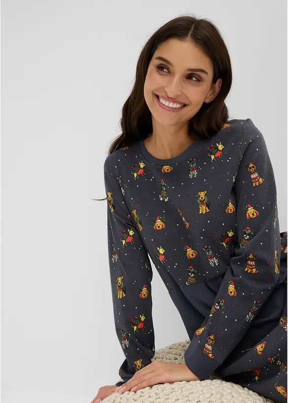 Camicia da notte in puro cotone con sacchetto regalo, bonprix