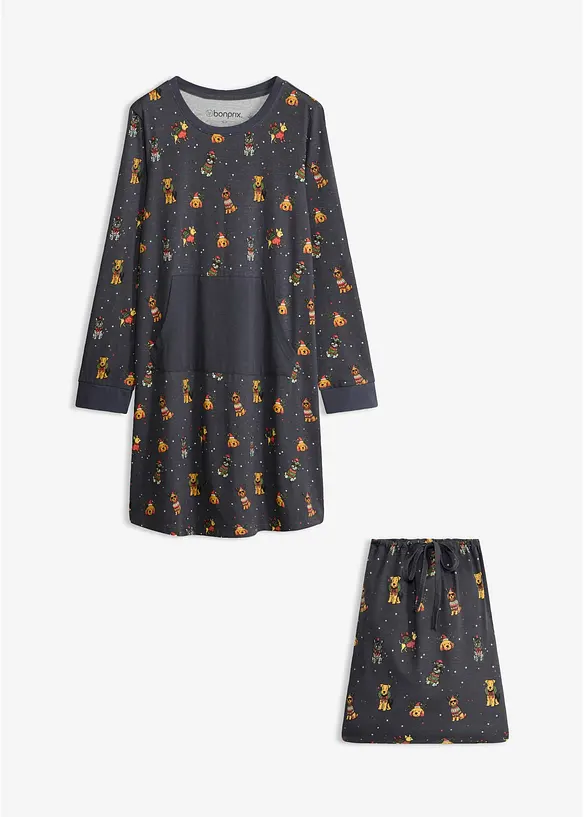 Camicia da notte in puro cotone con sacchetto regalo, bonprix