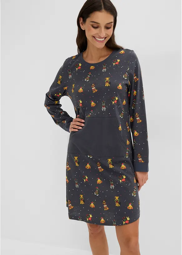 Camicia da notte in puro cotone con sacchetto regalo, bonprix