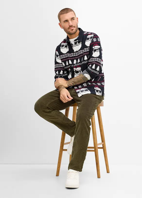 Camicia in flanella con motivo natalizio, bonprix