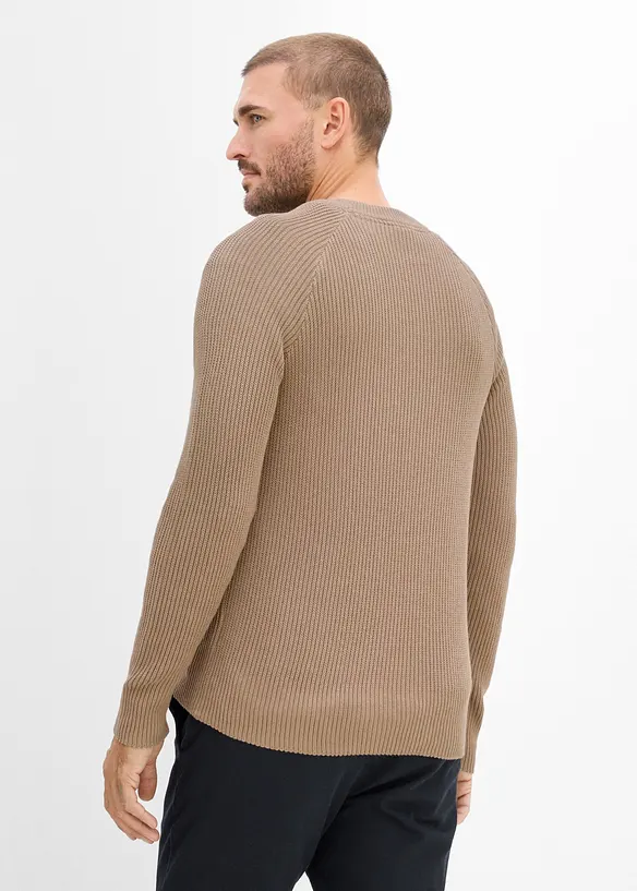 Maglione slim fit a coste in filato fine, bonprix