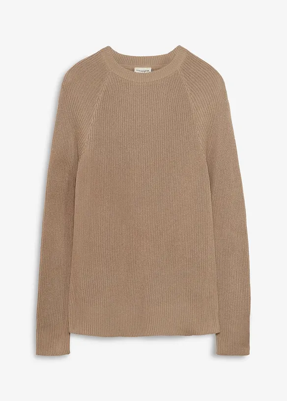 Maglione slim fit a coste in filato fine, bonprix