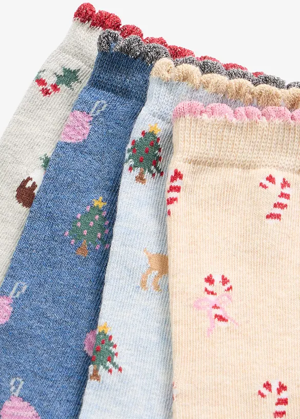 Calzini natalizi in misto cotone biologico (pacco da 4 paia), bonprix