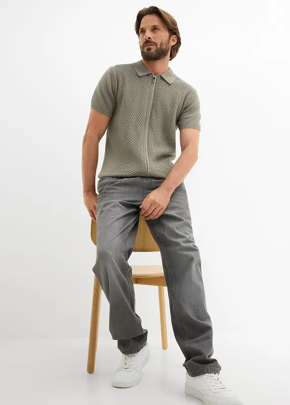 Polo in maglia di puro cotone con cerniera, bonprix