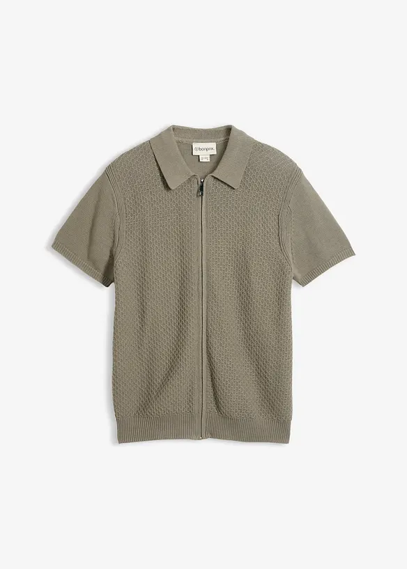 Polo in maglia di puro cotone con cerniera, bonprix