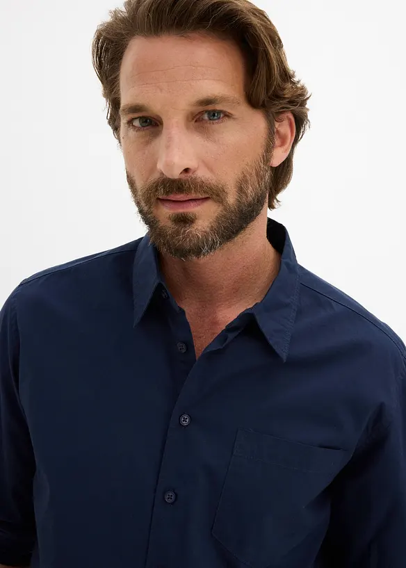 Camicia a maniche lunghe in popeline di cotone biologico, regular fit, bonprix