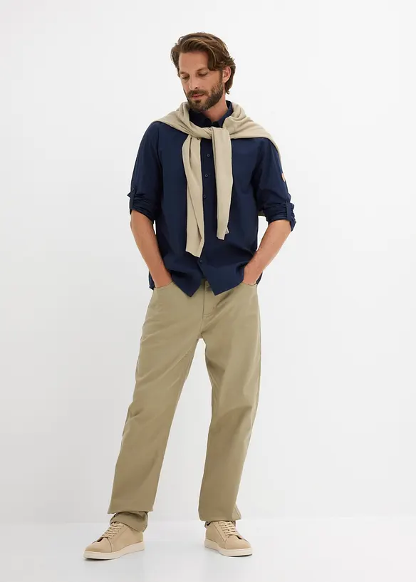 Camicia a maniche lunghe in popeline di cotone biologico, regular fit, bonprix