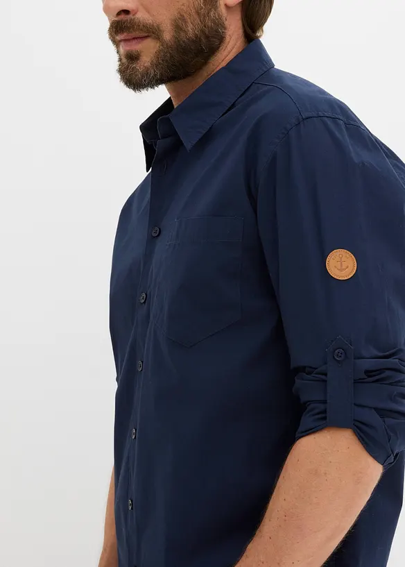 Camicia a maniche lunghe in popeline di cotone biologico, regular fit, bonprix