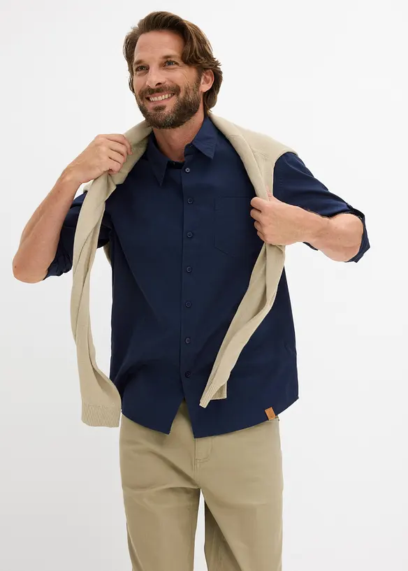 Camicia a maniche lunghe in popeline di cotone biologico, regular fit, bonprix