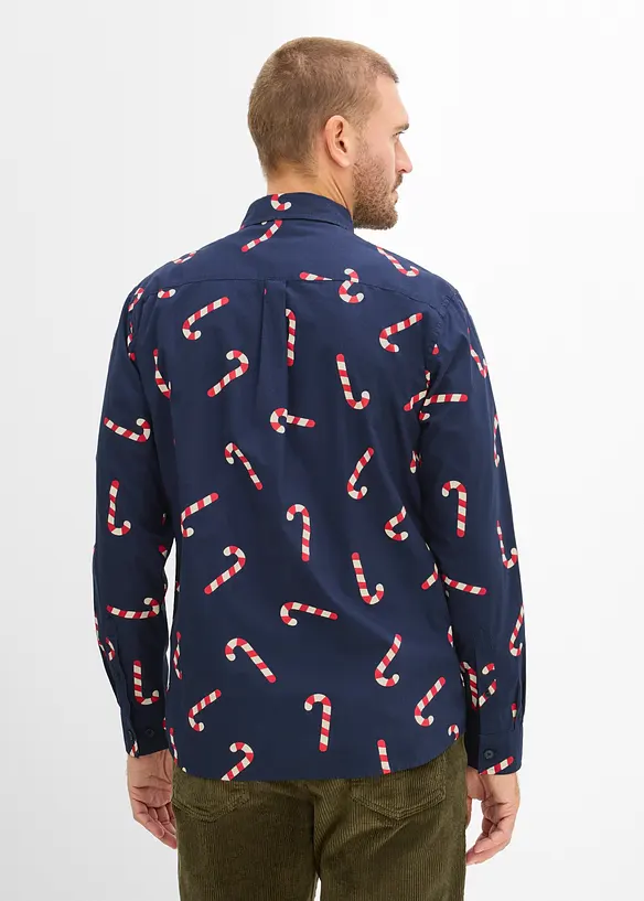 Camicia a maniche lunghe in cotone biologico con motivo natalizio, bonprix