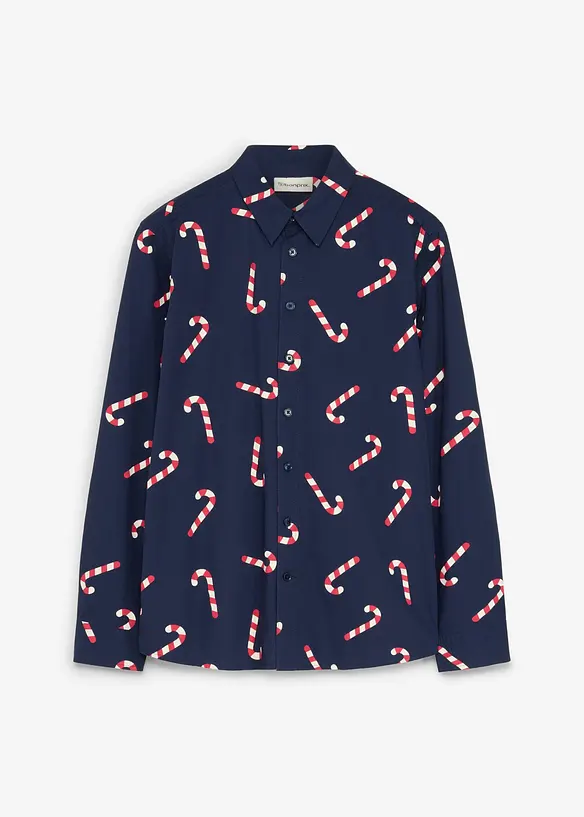 Camicia a maniche lunghe in cotone biologico con motivo natalizio, bonprix