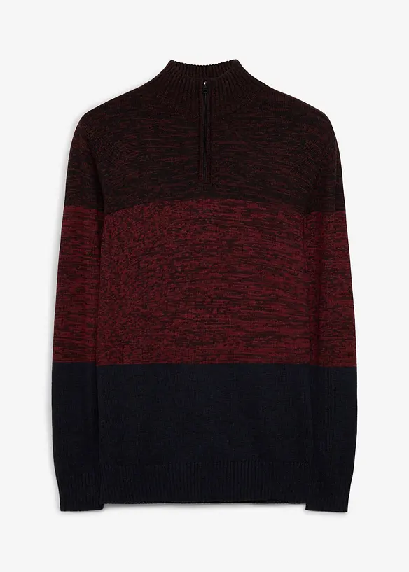 Maglione con collo alto e zip in morbido misto cotone, bonprix