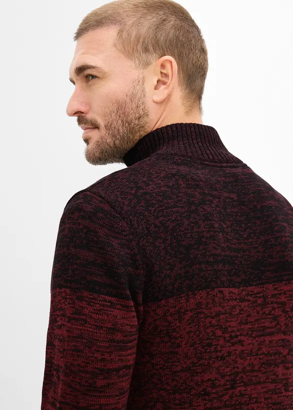 Maglione con collo alto e zip in morbido misto cotone, bonprix