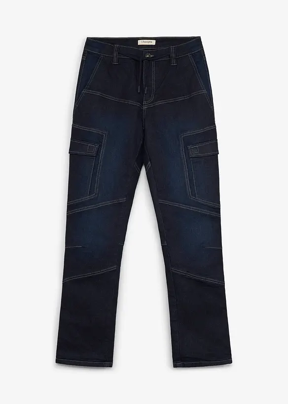 Jeans cargo termici regular fit con vita regolabile, straight, bonprix