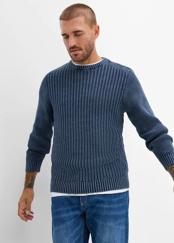 Maglione in  filato grosso effetto usato in puro cotone, bonprix