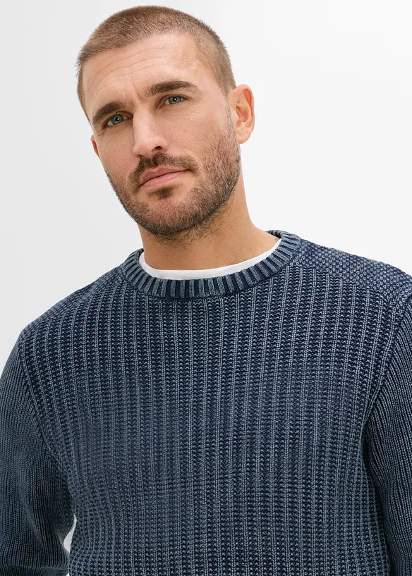 Maglione in  filato grosso effetto usato in puro cotone, bonprix